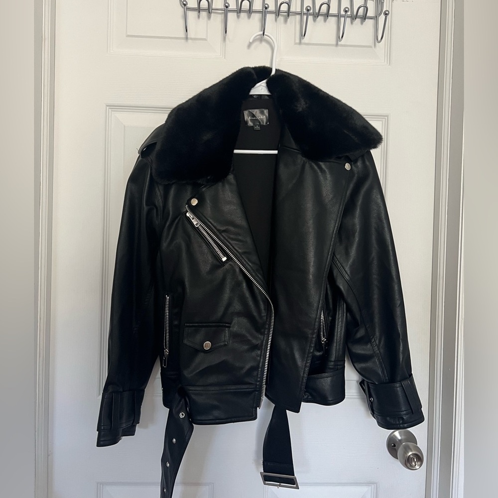 NWOT Line & Dot Aviator Faux Oversize Leather Jacket